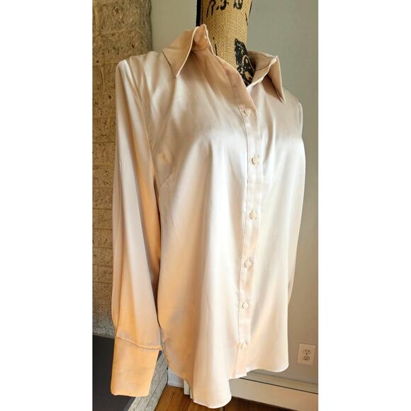 Topshop Button Down Silky Cream Blouse, Casual, Business, Corpcore,  Womens Sz 8 - Picture 1 of 6